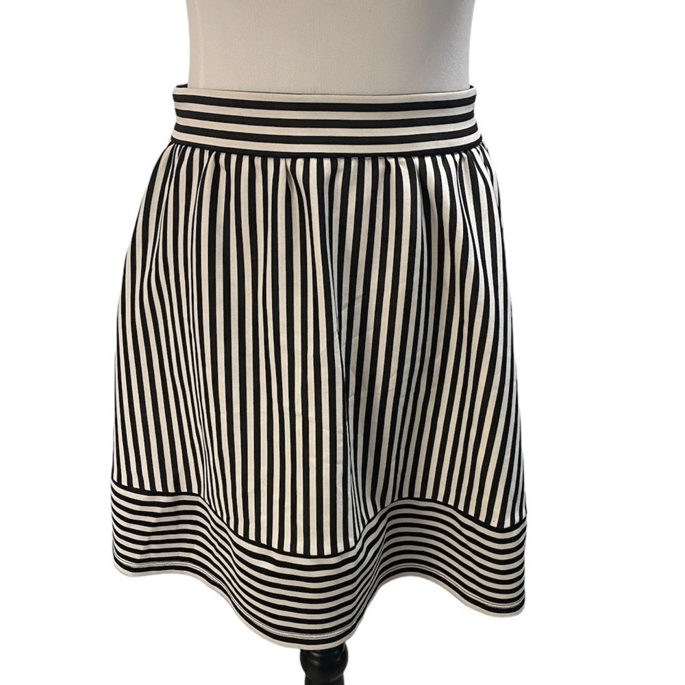 Charlotte Russe Black and White Striped Skater Skirt vintage retro skirt
